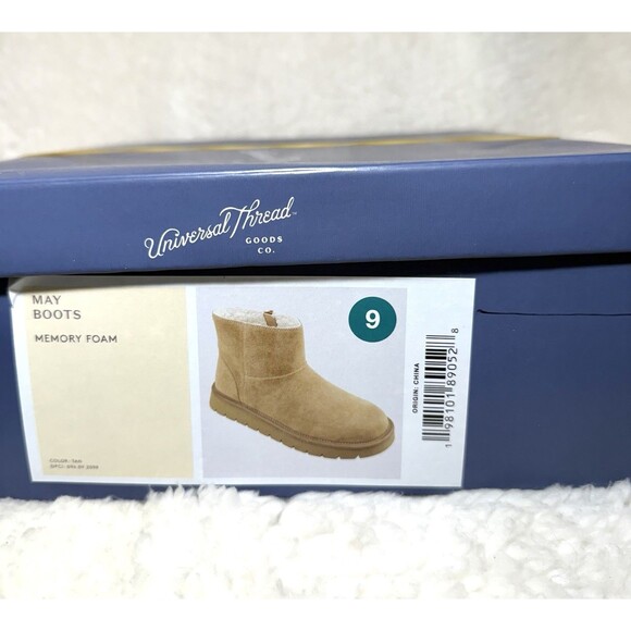 Women's May Boots Suede Booties with Memory Foam Insole - Universal Thread Tan 9 - Picture 7 of 7
